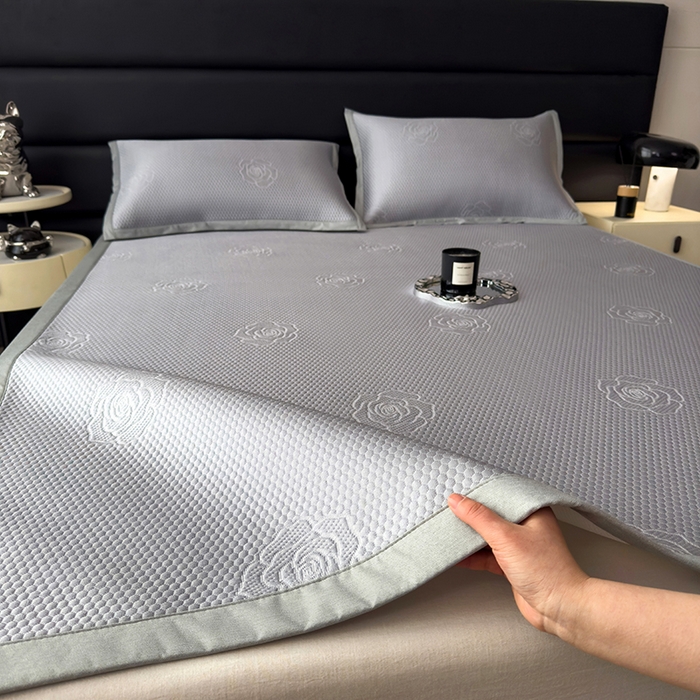 91家纺网 家纺一手货源 找家纺 欧邦 2025新款A类3D立体提花冰豆豆凉席 冰豆豆-高级灰