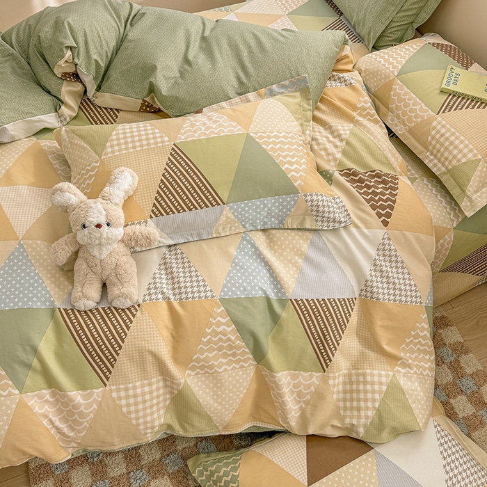 91家纺网 家纺一手货源 找家纺 绵庭家纺 2025新款12868全棉套件单品系列二四件套 云峰-绿