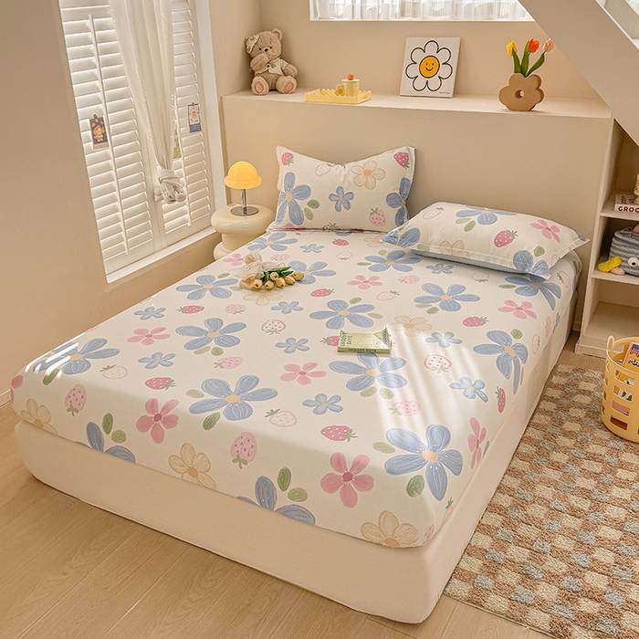 91家纺网 家纺一手货源 找家纺 2025新款12868全棉套件单品系列二单床笠 伊恋花韵