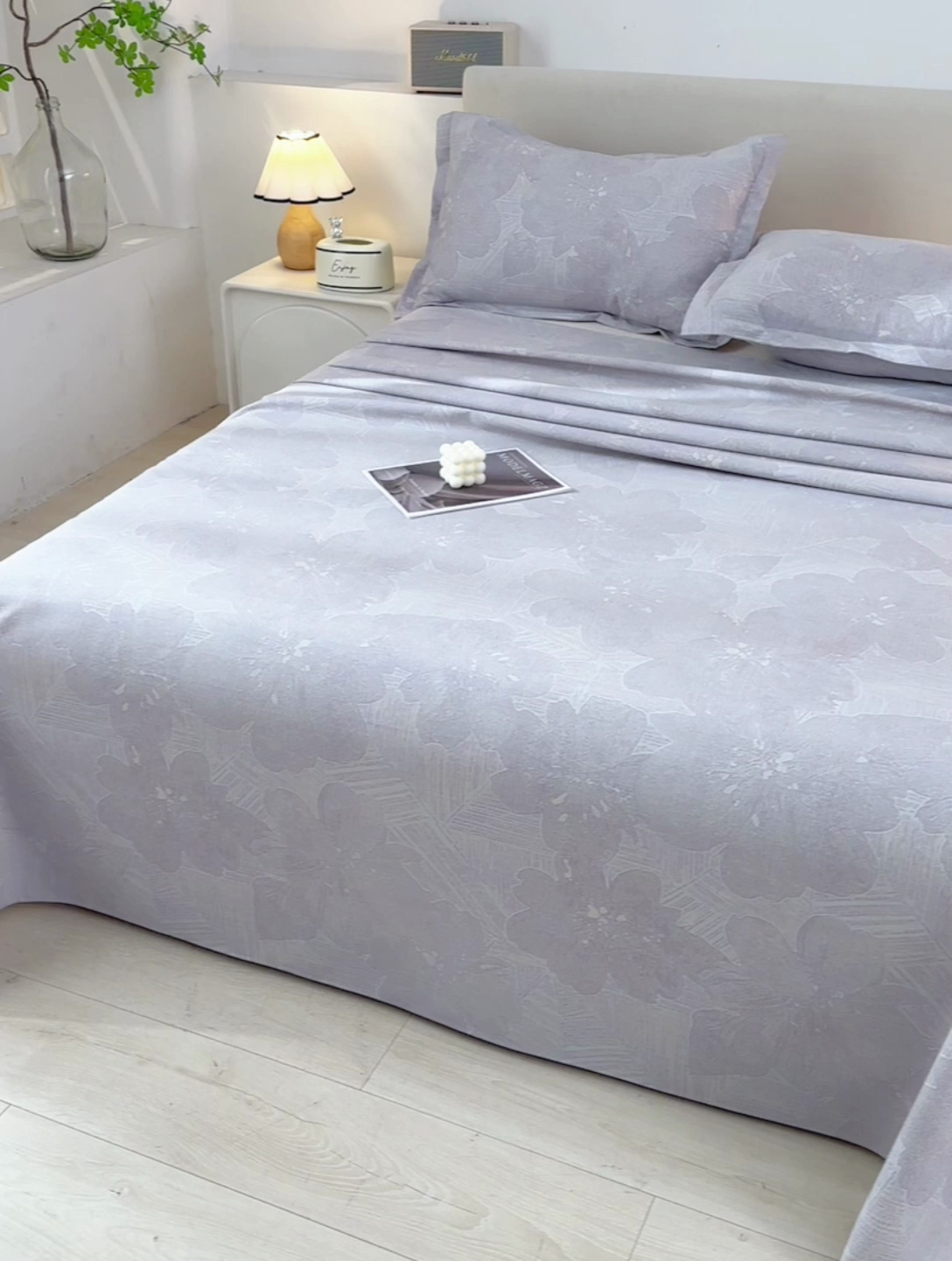 91家纺网 家纺一手货源 找家纺 润淳家居 2025新款老粗布三件套及单品 卿卿佳人 灰