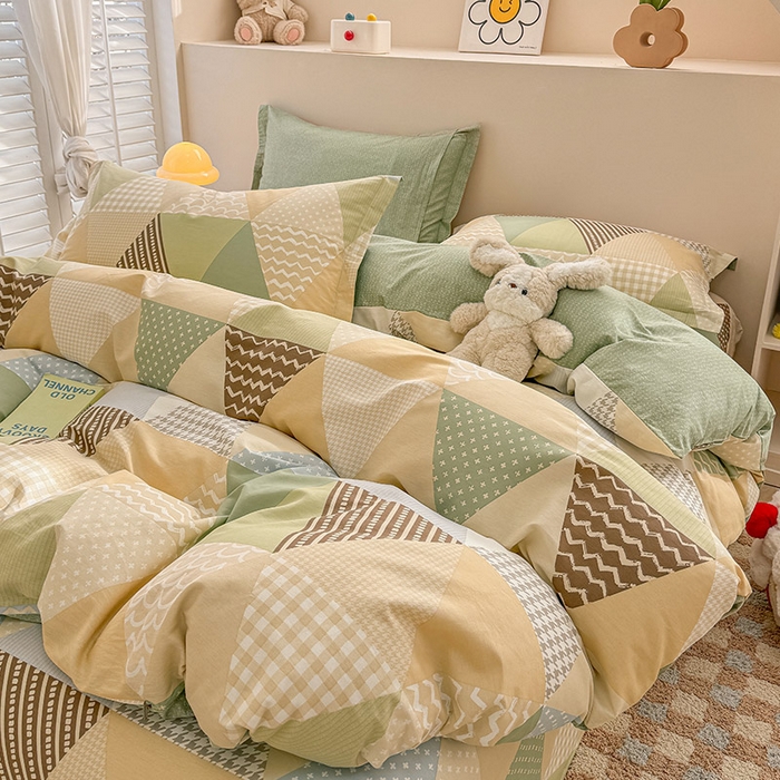 91家纺网 家纺一手货源 找家纺 绵庭家纺 2025新款12868全棉套件单品系列二四件套 云峰-绿