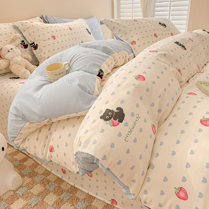 91家纺网 家纺一手货源 找家纺 绵庭家纺 2025新款12868全棉套件单品系列二四件套 甜心蜜趣