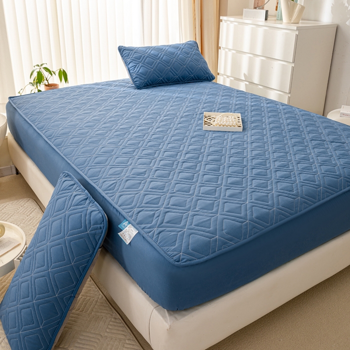 91家纺网 家纺一手货源 找家纺 云玲时尚 2025新款三防磨毛防水夹棉单人枕套 牛仔蓝