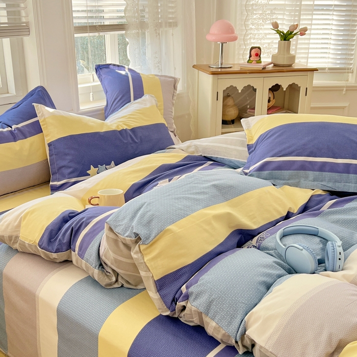 91家纺网 家纺一手货源 找家纺 世爵2025春夏新款全棉纯棉印花系列单床单 床单单件 时光序曲