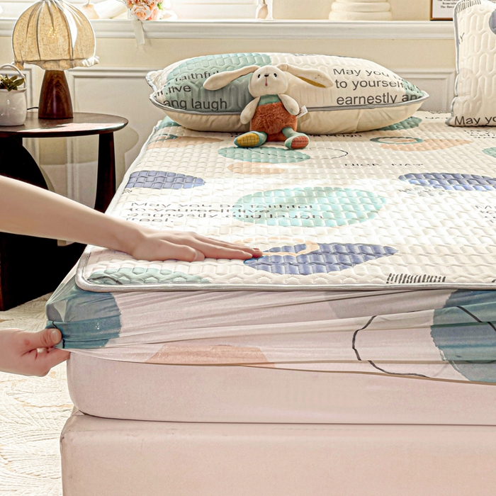 91家纺网 家纺一手货源 找家纺 富馨莱 2025新款A类凉感丝空气纤维凉席床笠款 幻影