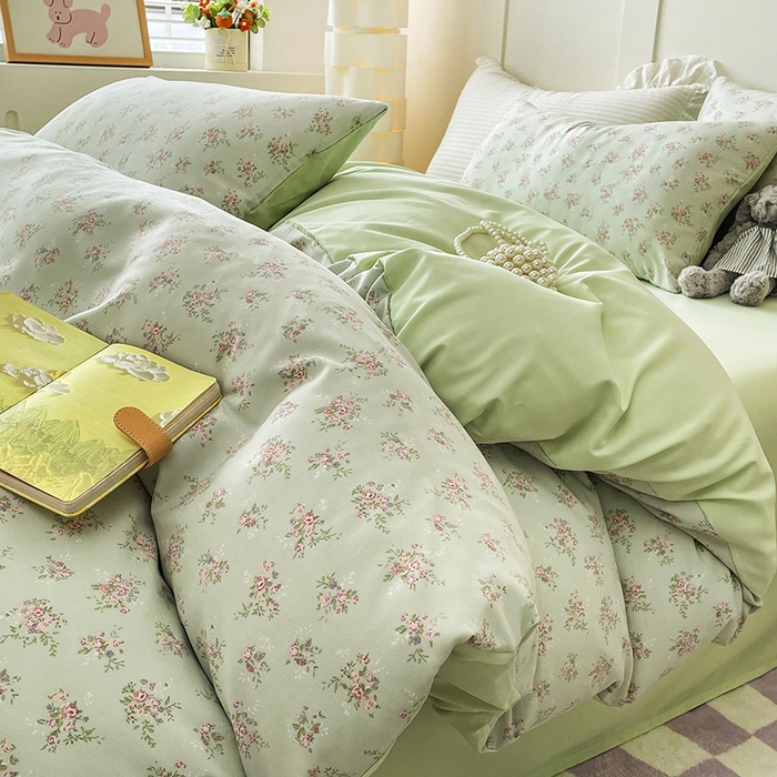 91家纺网 家纺一手货源 找家纺 汣沐生活 2025新款针织棉印花款四件套 蔓春