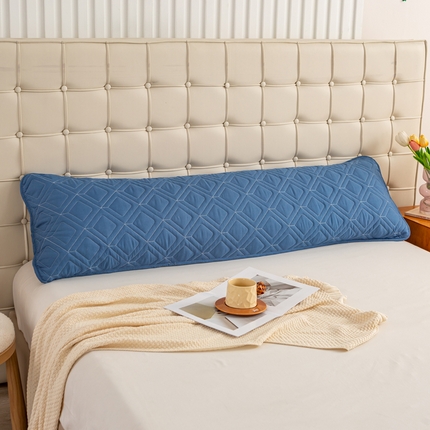 云玲时尚 2025新款三防磨毛防水夹棉双人长枕套 牛仔蓝