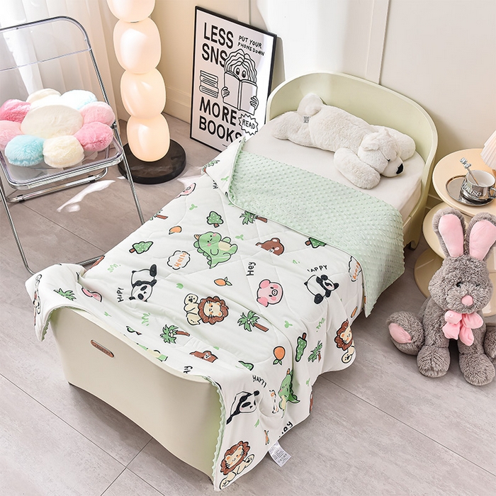 91家纺网 家纺一手货源 找家纺 嗨生活_2025年爆款 A类冰豆豆凉感丝被 儿童夏被 幼儿园被 直播 团购首选_1477 动物集