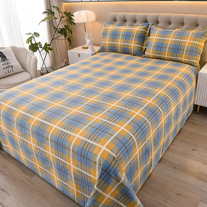 91家纺网 家纺一手货源 找家纺 润淳家居 2025新款老粗布三件套及单品 欢乐格 黄