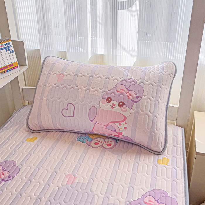 91家纺网 家纺一手货源 找家纺 富馨莱 2025新款A类凉感丝空气纤维凉席学生款 菲菲兔-紫