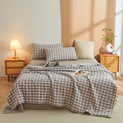 金喜2025 新款全棉色织水洗棉夏被夏凉被夏天薄被子-羽丝棉单夏被系列 澳白灰