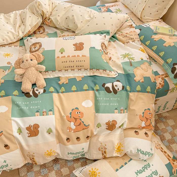 91家纺网 家纺一手货源 找家纺 绵庭家纺 2025新款12868全棉套件单品系列二四件套 玩趣森林