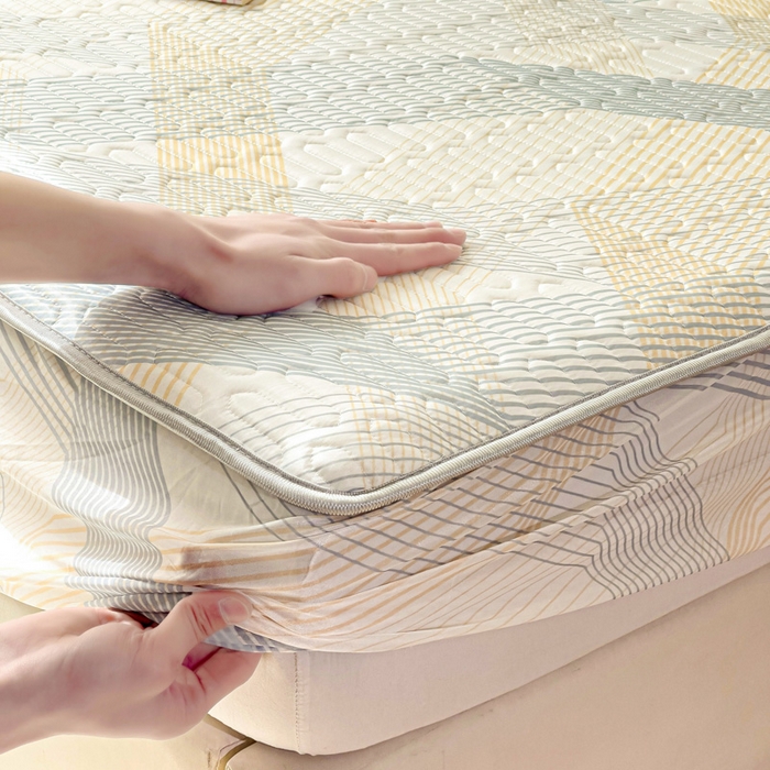 91家纺网 家纺一手货源 找家纺 富馨莱 2025新款A类凉感丝空气纤维凉席床笠款 简约