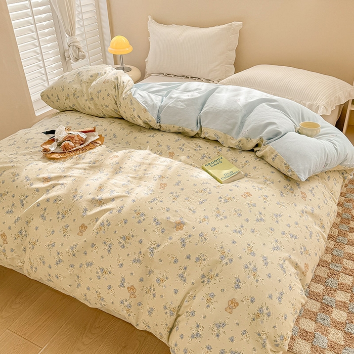 91家纺网 家纺一手货源 找家纺 绵庭家纺 2025新款12868全棉套件单品系列二单被套 雅园漫游-蓝