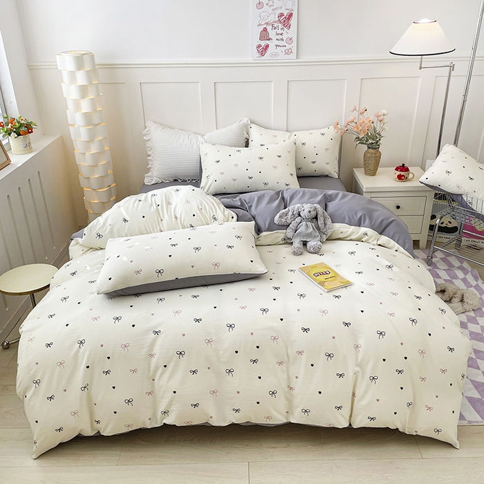 91家纺网 家纺一手货源 找家纺 汣沐生活 2025新款针织棉印花款四件套 小美满