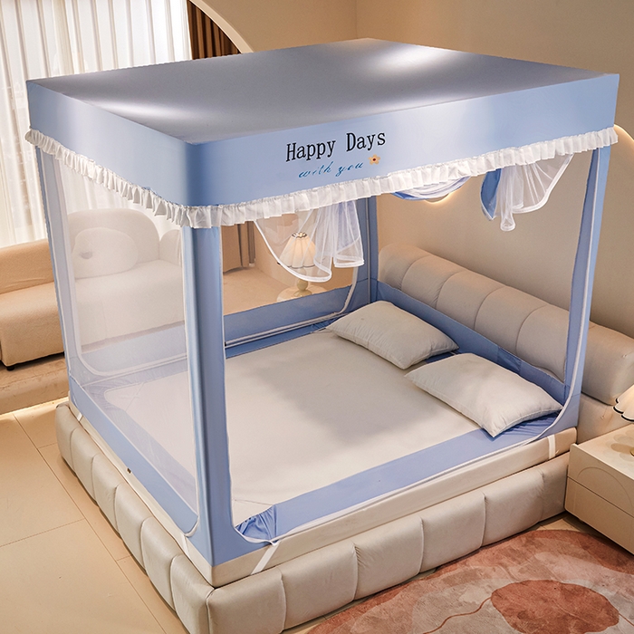 91家纺网 家纺一手货源 找家纺 锦逸家居 2025新款坐床式防摔遮光蚊帐 花开烂漫-遮光