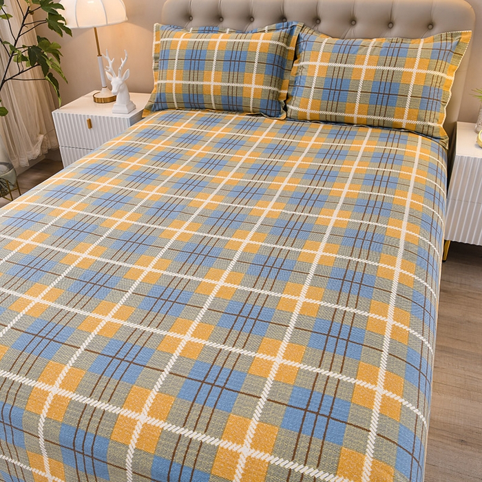 91家纺网 家纺一手货源 找家纺 润淳家居 2025新款老粗布三件套及单品 欢乐格 黄