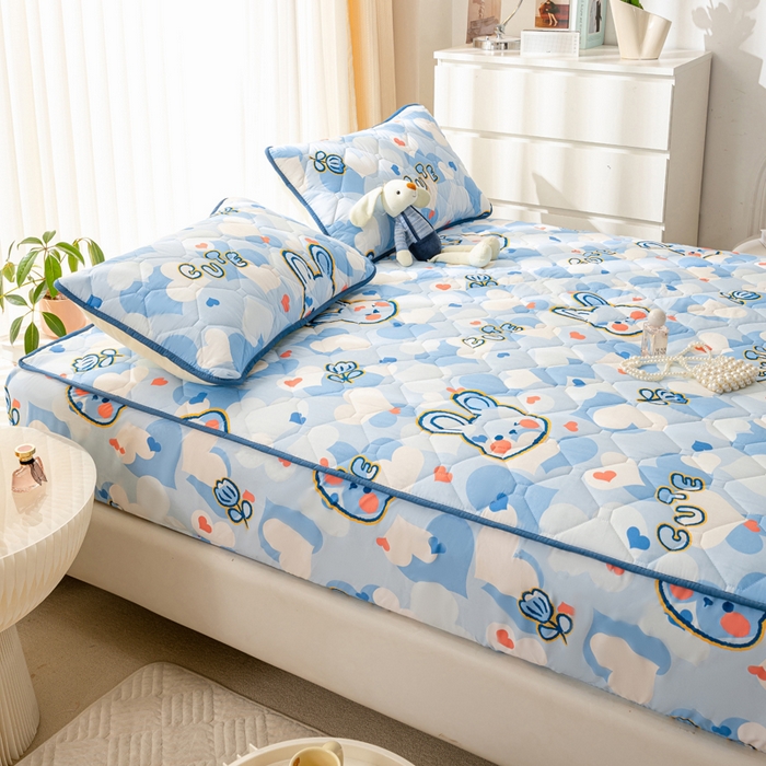 91家纺网 家纺一手货源 找家纺 云玲时尚 2025新款三防磨毛防水夹棉单人枕套 爱心兔