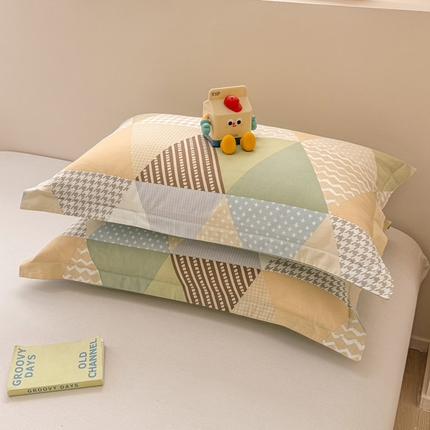 绵庭家纺 2025新款12868全棉套件单品系列二单枕套 云峰-绿