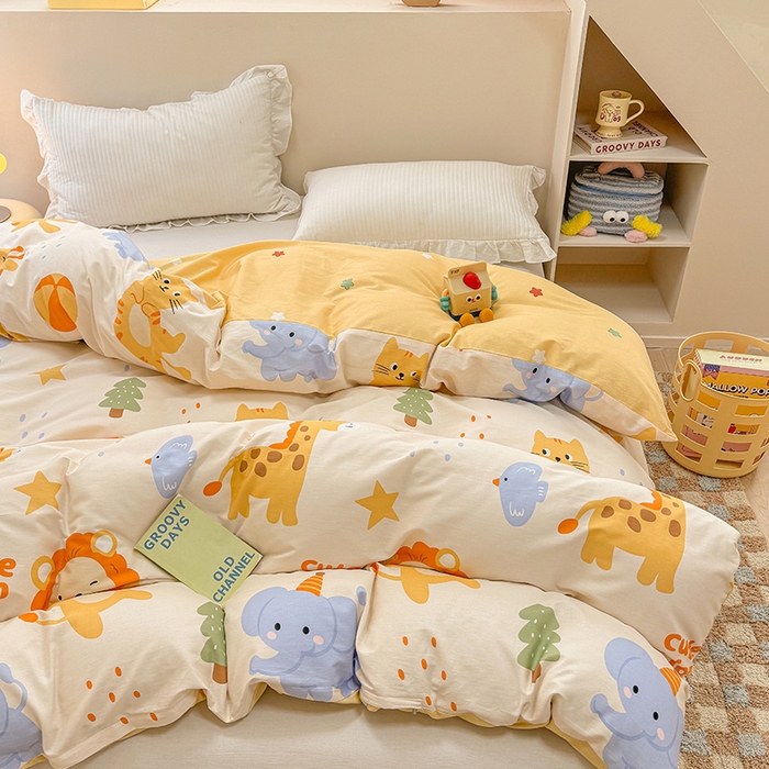 91家纺网 家纺一手货源 找家纺 绵庭家纺 2025新款12868全棉套件单品系列二单被套 狮子乐园