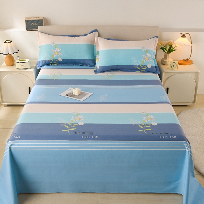 91家纺网 家纺一手货源 找家纺 润淳家居 2025新款老粗布三件套及单品 花簇 蓝