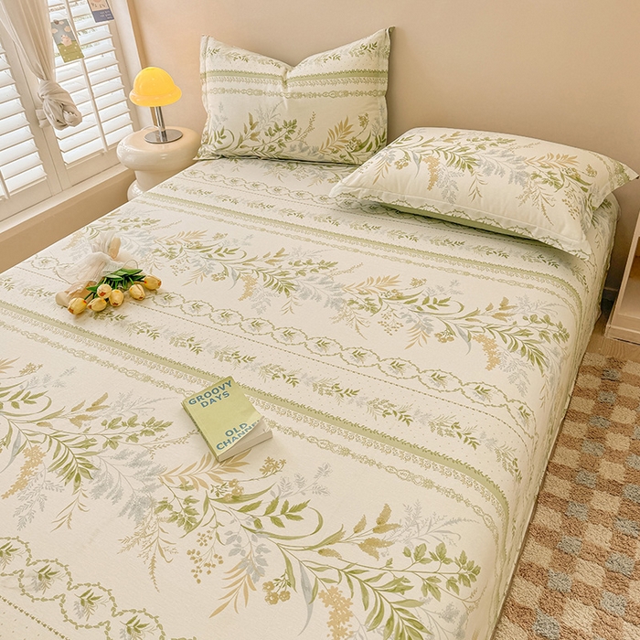 91家纺网 家纺一手货源 找家纺 绵庭家纺 2025新款12868全棉套件单品系列二单床单 沐雅清风