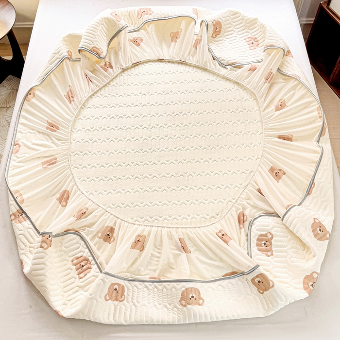 91家纺网 家纺一手货源 找家纺 富馨莱 2025新款A类凉感丝空气纤维凉席床笠款 小熊仔