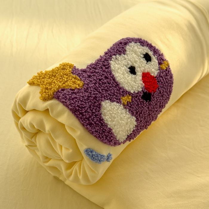 91家纺网 家纺一手货源 找家纺 曼谷家纺 2025新款软糯毛巾绣水洗棉床单床笠枕套纯色床单床笠枕套单品 茄子-芝士