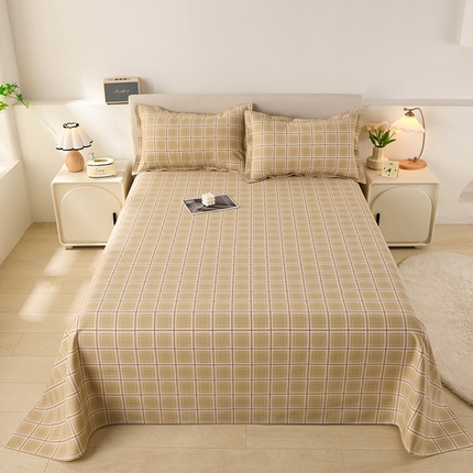 润淳家居 2025新款老粗布三件套及单品 悠悠梦格 棕