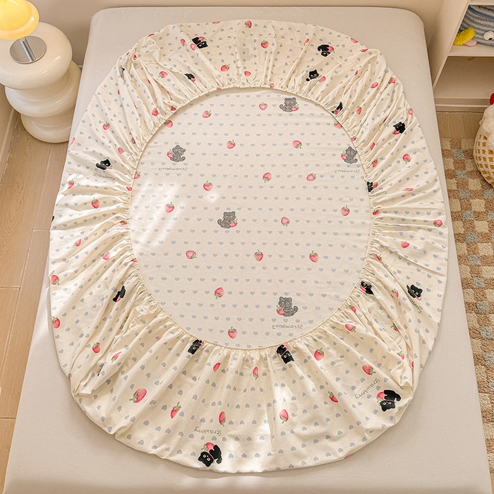 91家纺网 家纺一手货源 找家纺 2025新款12868全棉套件单品系列二单床笠 甜心蜜趣