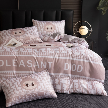 2025新款水洗真丝数码印花四件套 萌萌兔