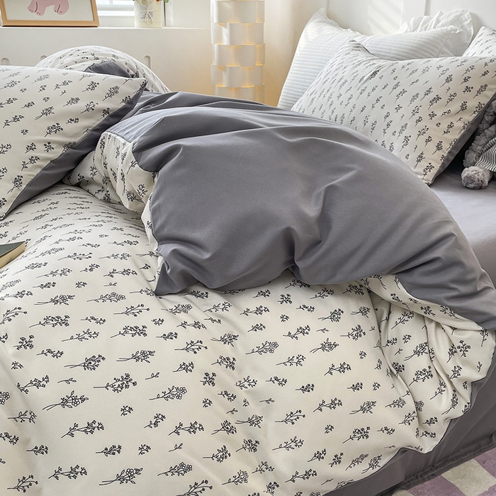 91家纺网 家纺一手货源 找家纺 汣沐生活 2025新款针织棉印花款四件套 小晴天