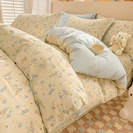 绵庭家纺 2025新款12868全棉套件单品系列二四件套 雅园漫游-蓝