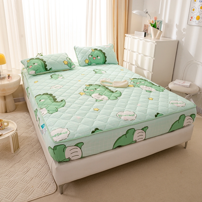 91家纺网 家纺一手货源 找家纺 云玲时尚 2025新款三防磨毛防水夹棉单人枕套 小恐龙