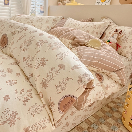 绵庭家纺 2025新款12868全棉套件单品系列二四件套 烟染秋色