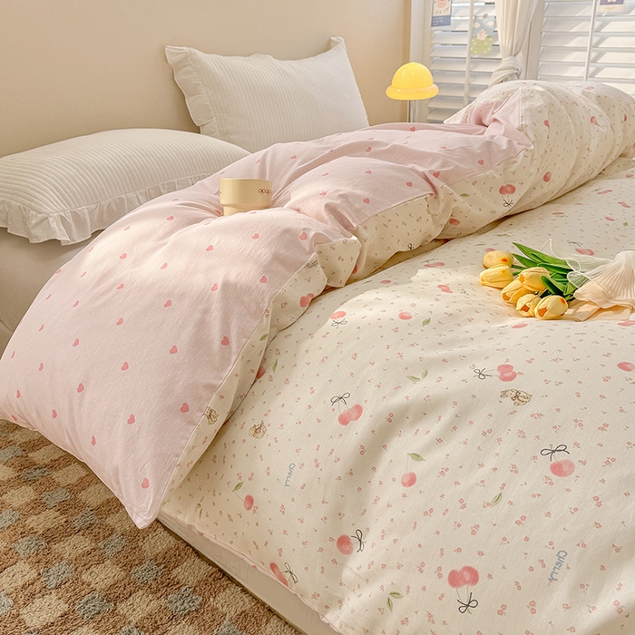91家纺网 家纺一手货源 找家纺 绵庭家纺 2025新款12868全棉套件单品系列二单被套 樱桃甜宠