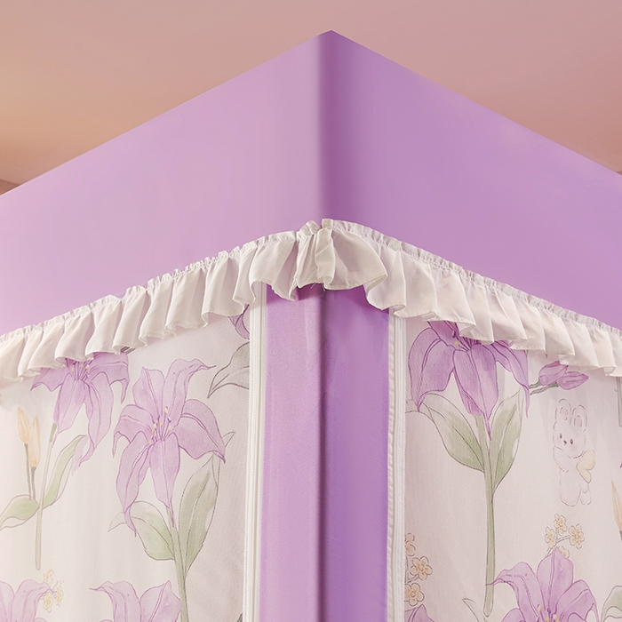 91家纺网 家纺一手货源 找家纺 锦逸家居 2025新款坐床式防摔遮光蚊帐 百年好合-不遮光