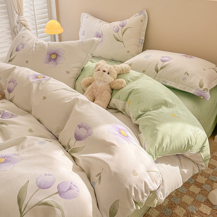 91家纺网 家纺一手货源 找家纺 绵庭家纺 2025新款12868全棉套件单品系列二四件套 奇异花朵