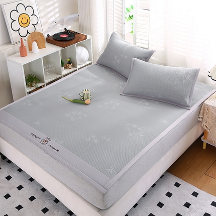 91家纺网 家纺一手货源 找家纺 （总）席万佳 2025新款A类高克重凉感冰豆豆凉席软席子凉席三件套-绑带款