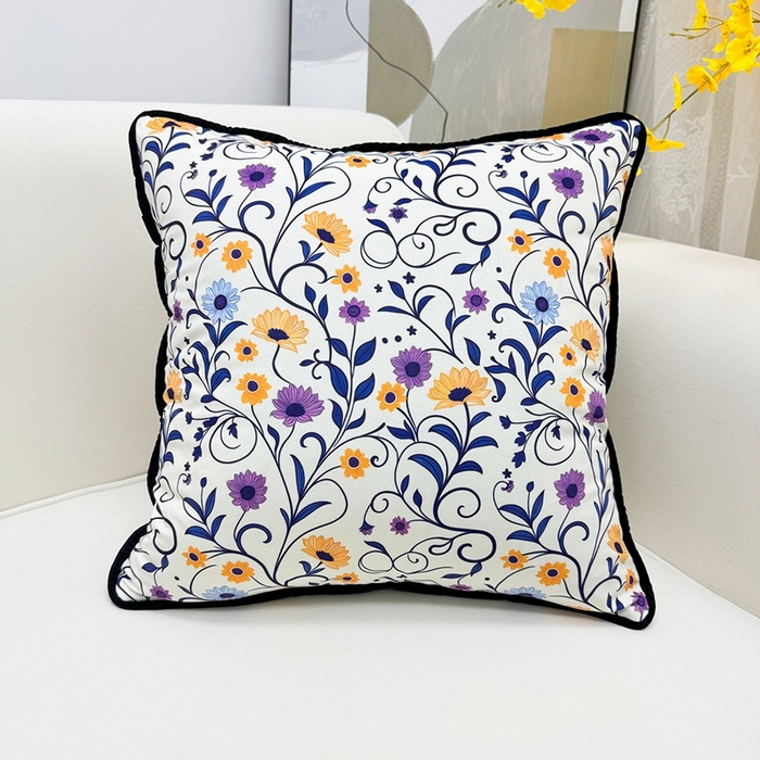 91家纺网 家纺一手货源 找家纺 爱家居 2025新款抱枕沙发新中式靠垫轻奢高级感靠枕床头大靠背正方形抱枕套卡通花卉 紫藤花