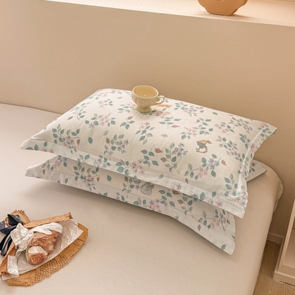 绵庭家纺 2025新款12868全棉套件单品系列二单枕套 温暖思绪