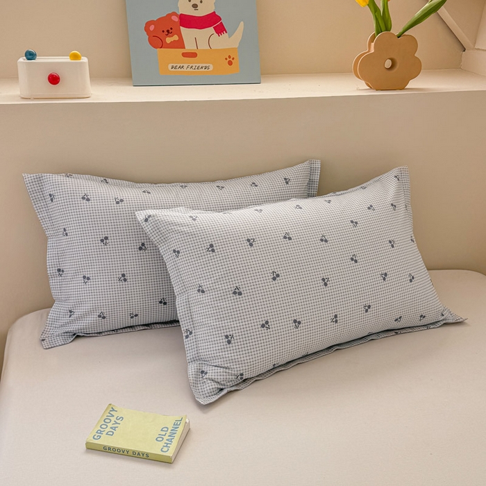 91家纺网 家纺一手货源 找家纺 绵庭家纺 2025新款12868全棉套件单品系列二单枕套 樱姿-灰