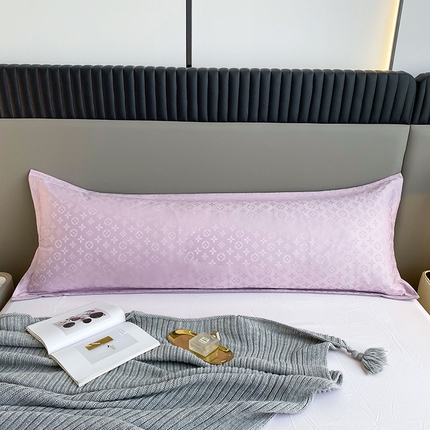 91家纺网 家纺一手货源 找家纺 云玲时尚 2025新款60S提花防水面料大牌贡缎轻奢长枕套 烟灰紫