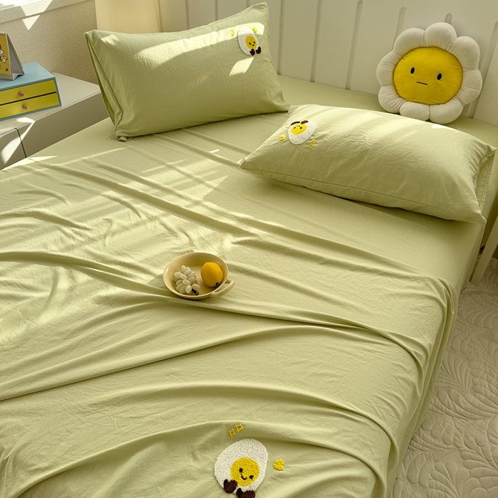 91家纺网 家纺一手货源 找家纺 （总）曼谷家纺 2025新款软糯毛巾绣水洗棉床单床笠枕套纯色床单床笠枕套单品