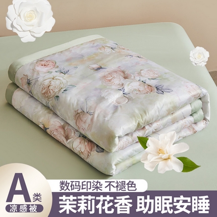 91家纺网 家纺一手货源 找家纺 兴邦 2026新款直播爆款夏被花香凉感数码印花夏凉被空调被可机洗被芯 晨曦花梦