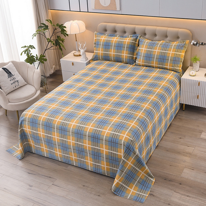 91家纺网 家纺一手货源 找家纺 润淳家居 2025新款老粗布三件套及单品 欢乐格 黄