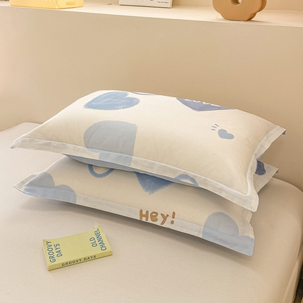 绵庭家纺 2025新款12868全棉套件单品系列二单枕套 奶油爱心