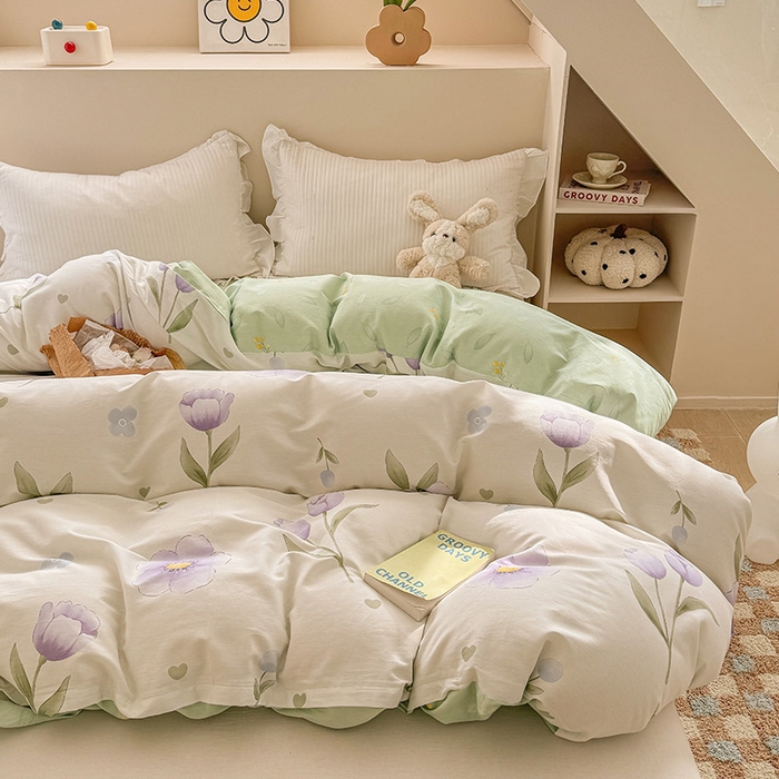 91家纺网 家纺一手货源 找家纺 绵庭家纺 2025新款12868全棉套件单品系列二单被套 奇异花朵