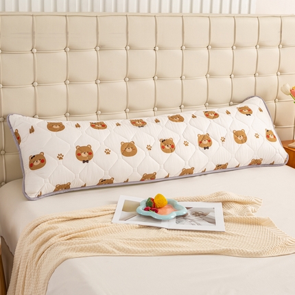 云玲时尚 2025新款三防磨毛防水夹棉双人长枕套 可爱熊