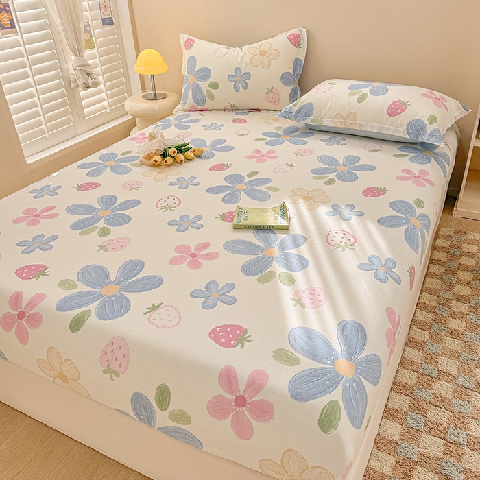 91家纺网 家纺一手货源 找家纺 2025新款12868全棉套件单品系列二单床笠 伊恋花韵